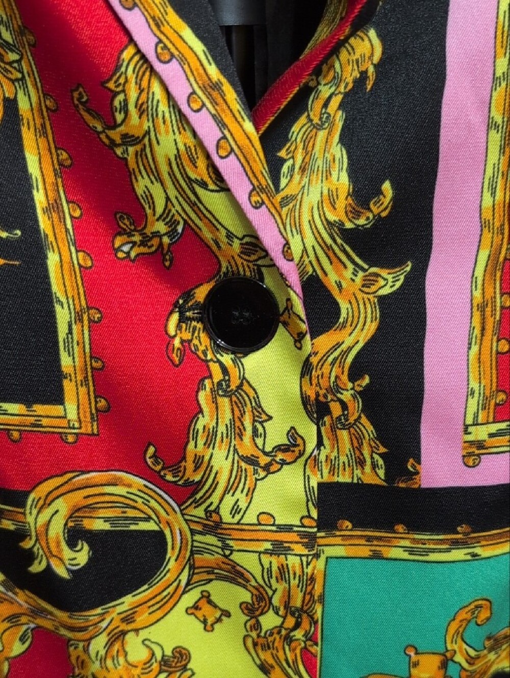 Multicolor Baroque-Print Blazer with Notch Lapel - Picture 2 of 13